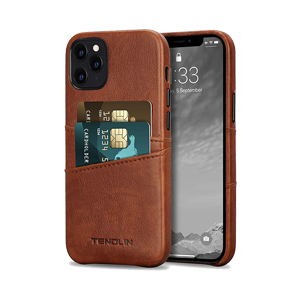 iPhone 12 Pro Max rich brown leather protective cover with card holder