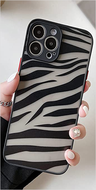 Cute Zebra Print Translucent Frosted Hard PC Back iPhone 12 Pro Max Silicone Case