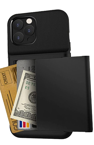 Impact Resisting Silicone TPU + Hard PC  iPhone 12 Pro Max Case with Card Holder