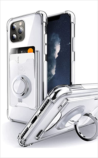 Minimalist Crystal Clear Slim Shockproof iPhone 12 Pro Max Case with Card Holder