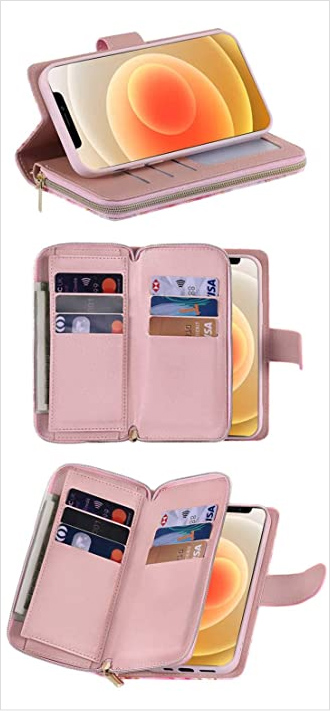 Purple & Pink Marble Patterned Wallet iPhone 12 Pro Max Leather Case