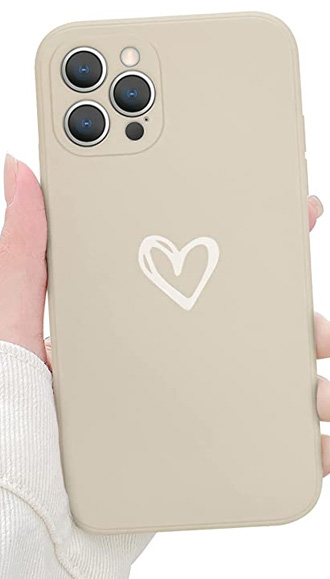 2.	soft shell protective liquid silicone heart printed off white iphone 12 pro max case